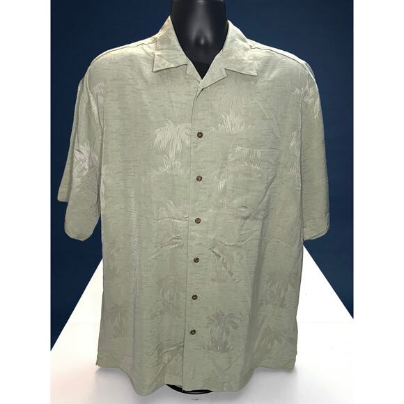 New UltraClub Cabana Breeze Men’s Large Olive Green Palm Tree Hawaiian Shirt - Picture 1 of 15